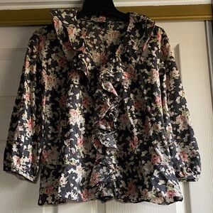 Ralph Lauren Jeans Company Floral Ruffle front Blouse size XL